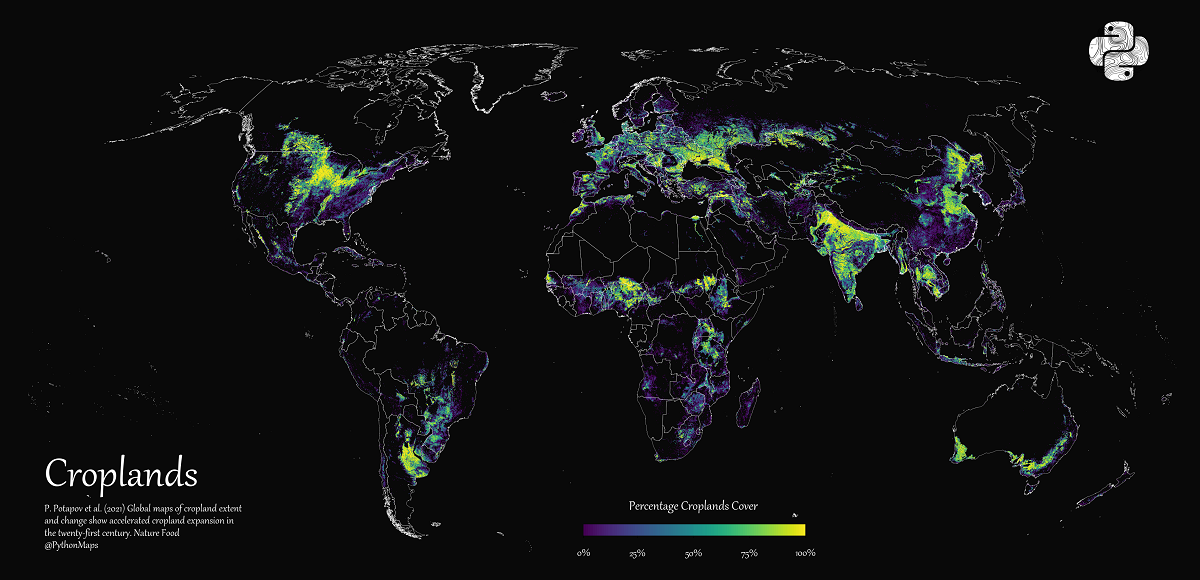 Mapeado: ¿Qué parte del mundo está cubierta por tierras de cultivo?